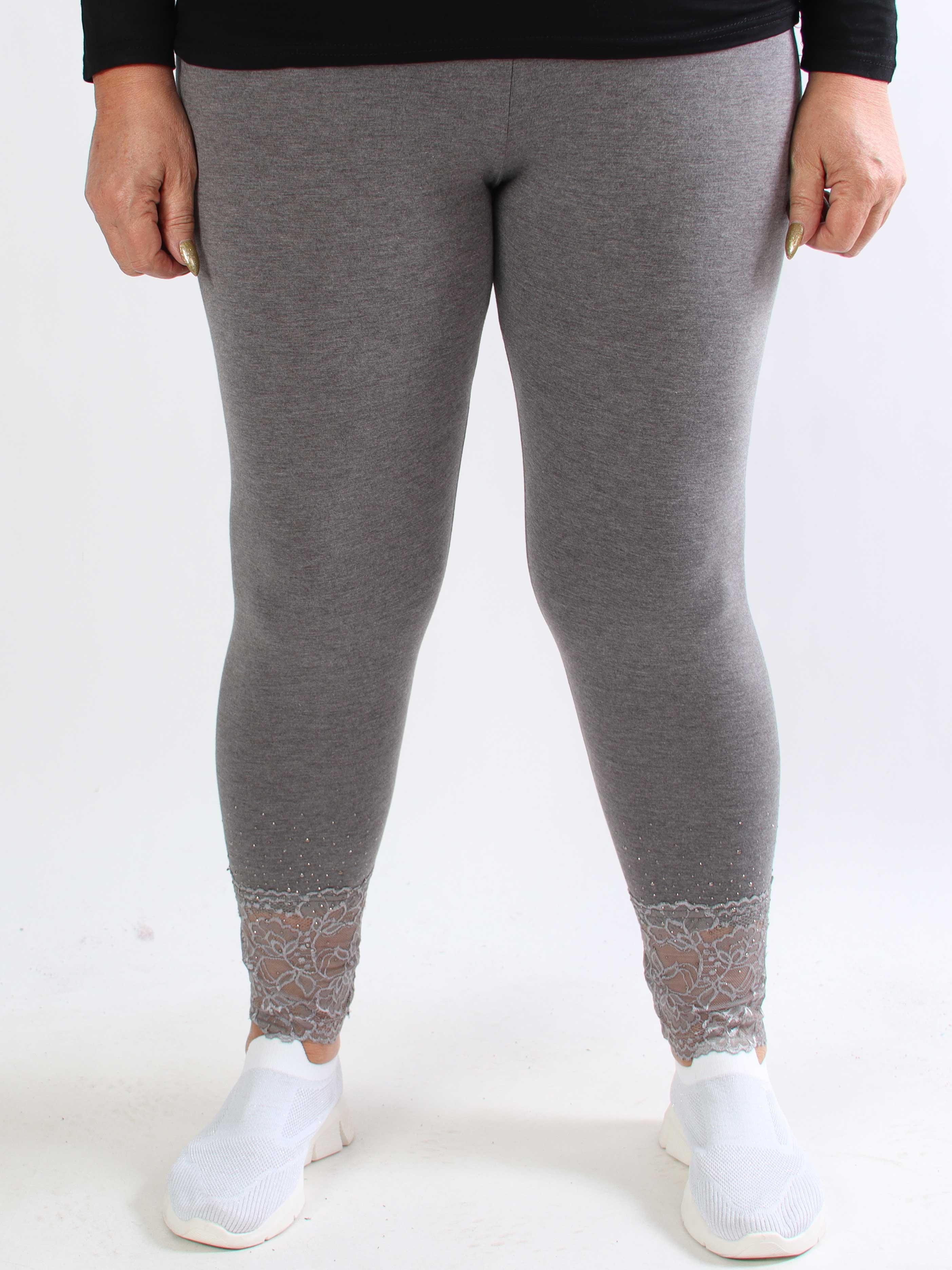 Kia - Bløde leggings i viskose med blondekant og similisten